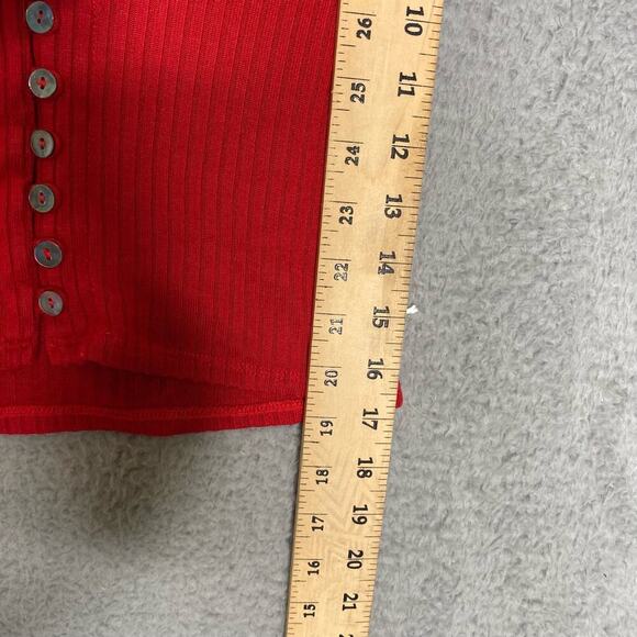 Reformation womens red button up short sleeve crop top tencel vneck soft Small - Picture 7 of 9